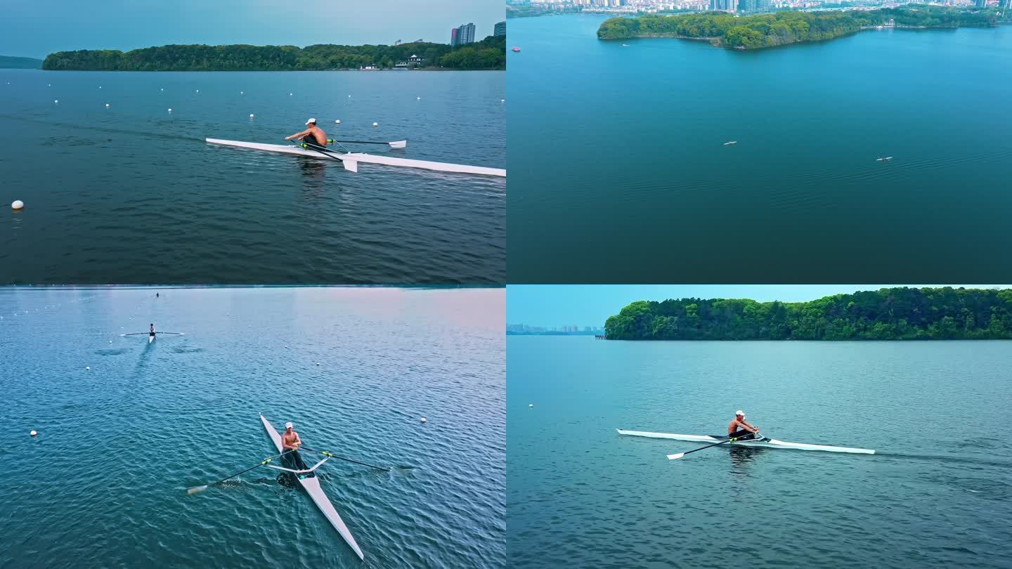单人皮划艇水上运动视频