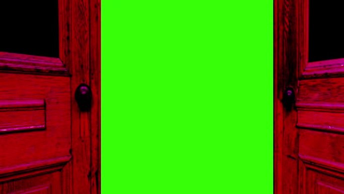 3d动画-绿屏上的木门打开和飞龙