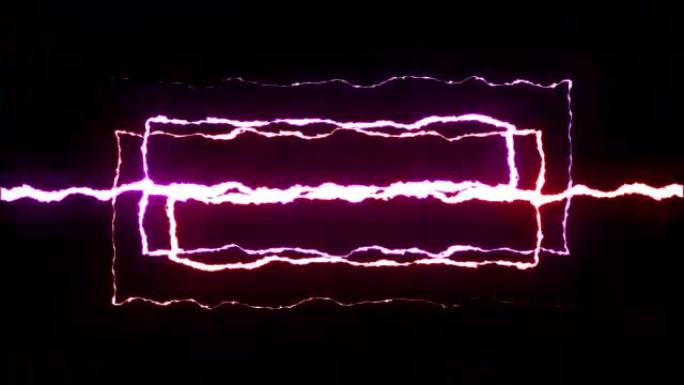 可循环红色紫色霓虹灯闪电对称之字形飞行黑色背景动画新质量独特自然光效果视频素材