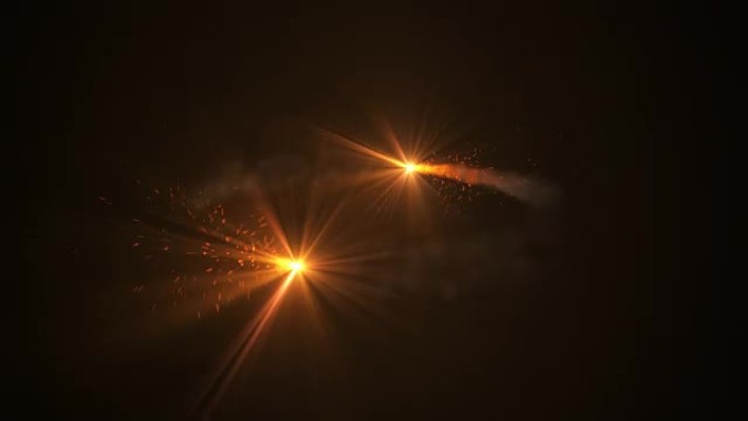火彗星光飞。闪烁着小颗粒运动的灯光。