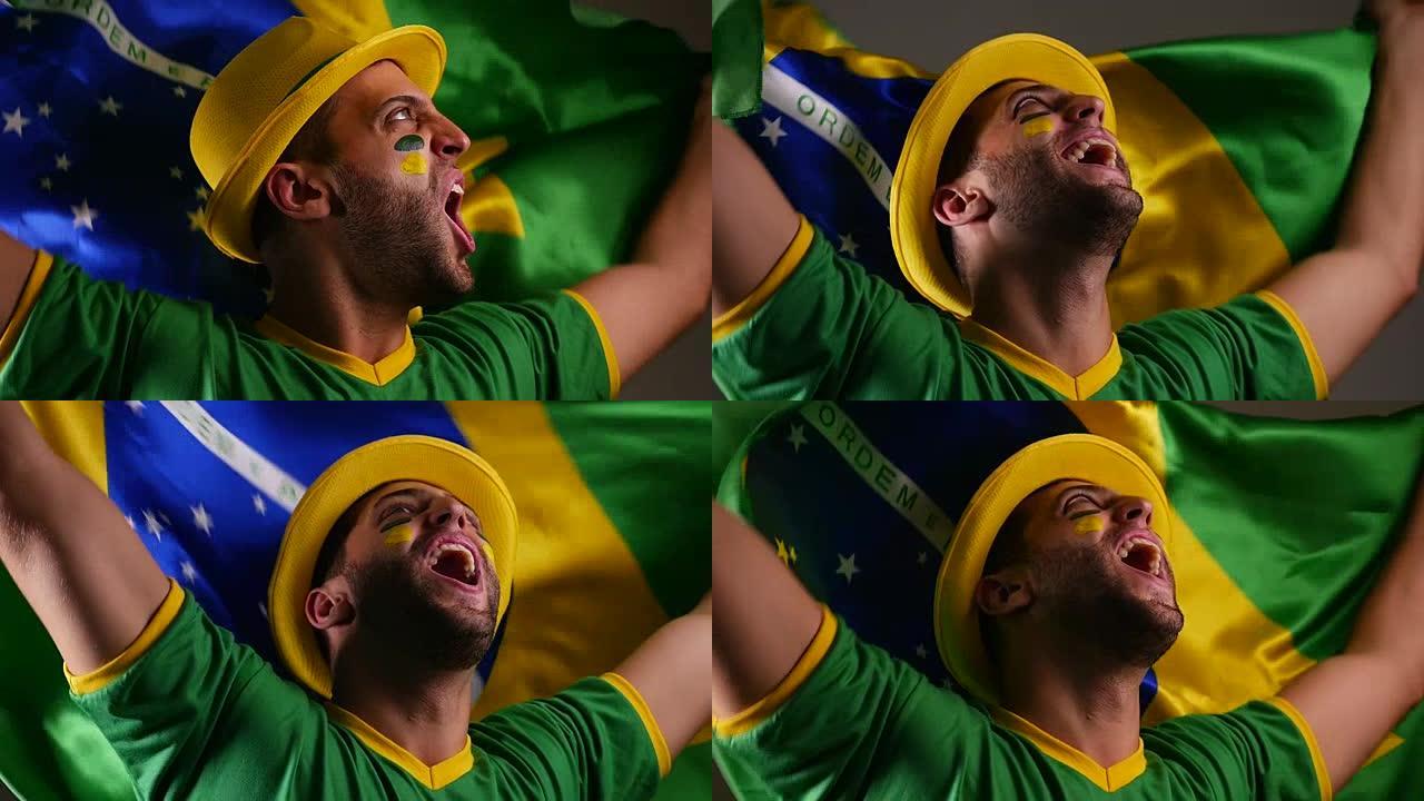 巴西家伙用巴西国旗庆祝