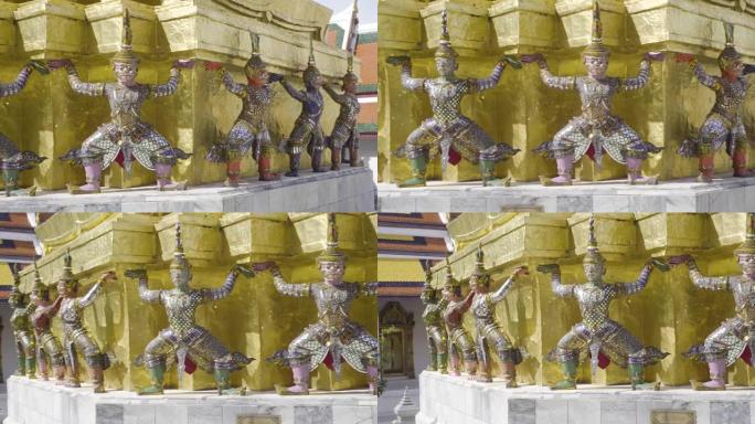 Yaksa guardians在泰国曼谷的Wat Phra Kaew携带宝塔