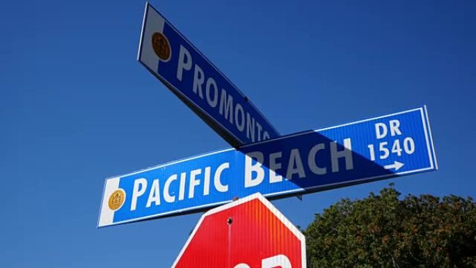 4k在加利福尼亚的街道标志