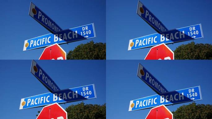 4k在加利福尼亚的街道标志