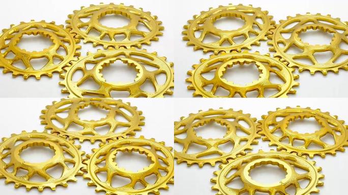 金色椭圆自行车链环齿轮