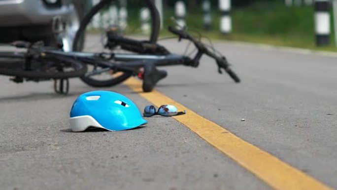 酒后驾驶事故，汽车在道路上与自行车相撞