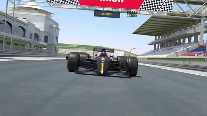 赛车越过终点线并赢得比赛-4k 3D动画