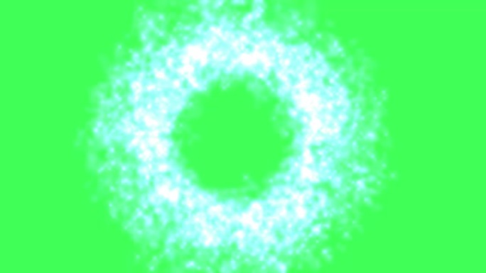 绿色屏幕上圆圈中的粒子