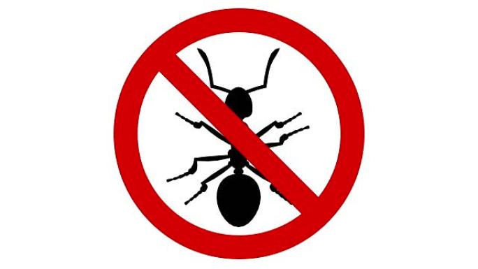 禁止标志中的蚂蚁害虫，CG动画