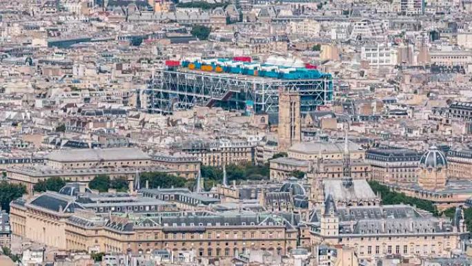 从蒙帕纳斯塔延时观景台看巴黎天际线的俯视图。欧洲大城市的主要地标。法国巴黎