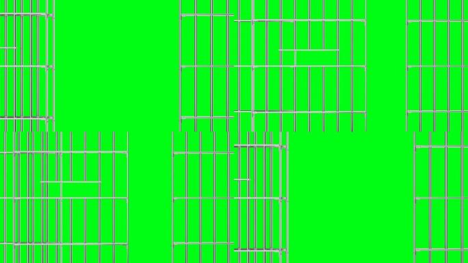 动画打开和关闭监狱格子上的绿色背景，色度键。