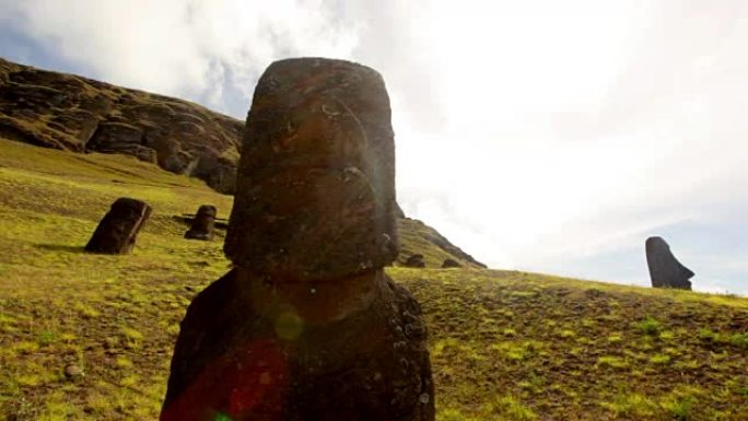 Rano Raraku Moai山坡复活节岛