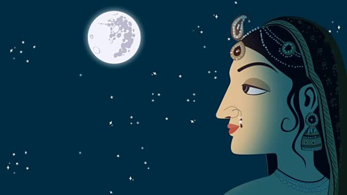满月之夜的传统印度印度教妇女