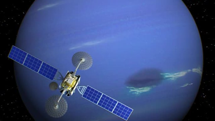 海王星背景上的虚构卫星