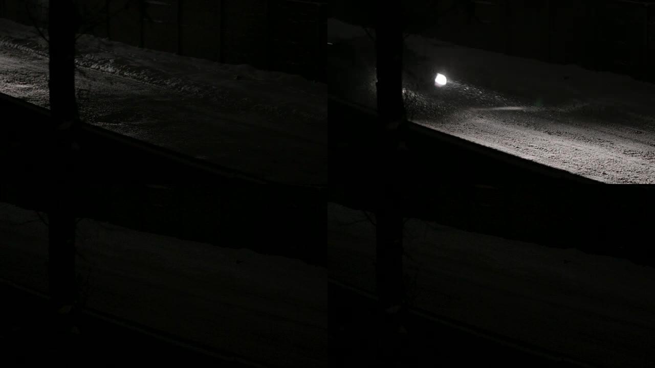 汽车经过雪夜