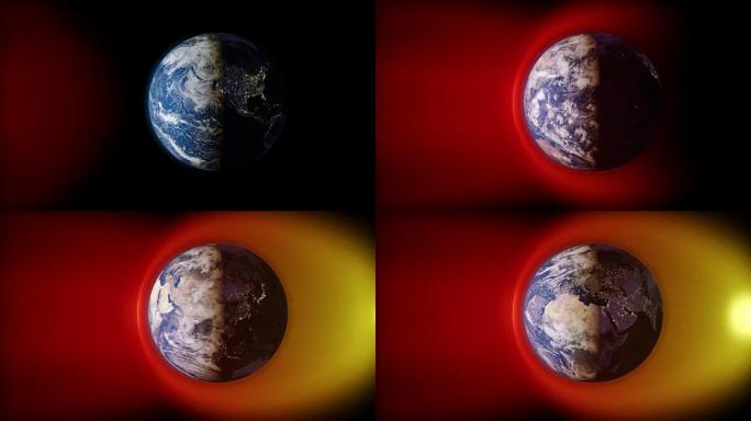 太阳风与地球磁场碰撞的动画