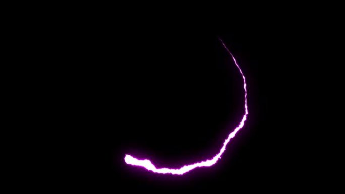 可循环动画紫色闪电圆形飞行打击黑色背景动画新质量独特动态自然光效果视频素材