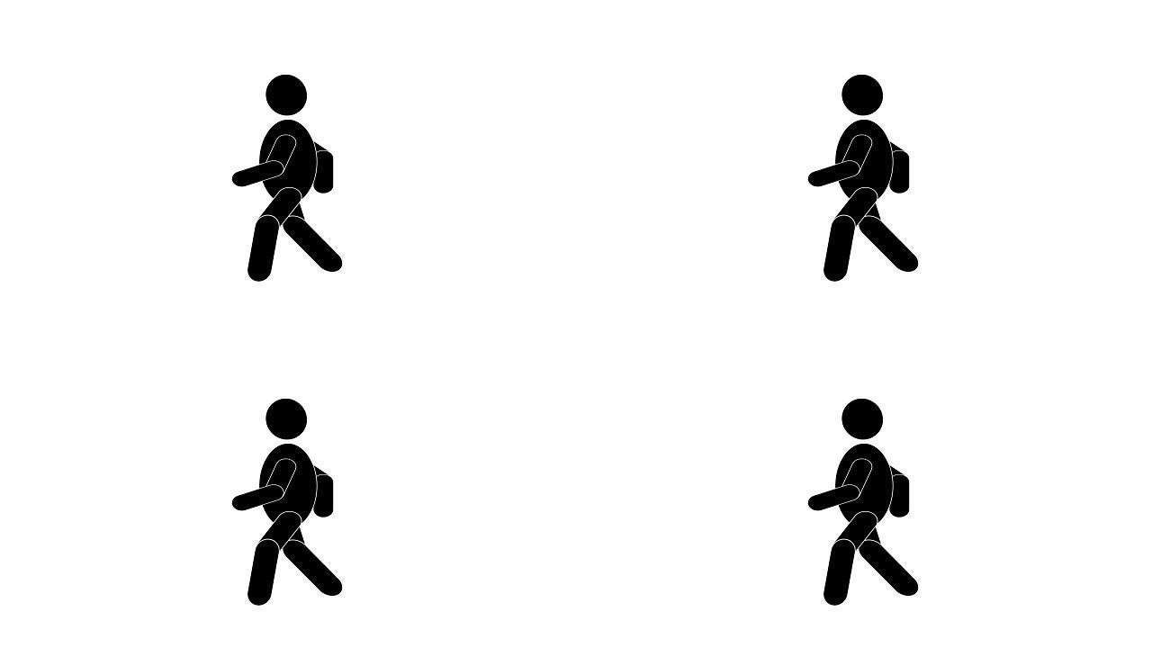 象形图男人走路。2D循环动画