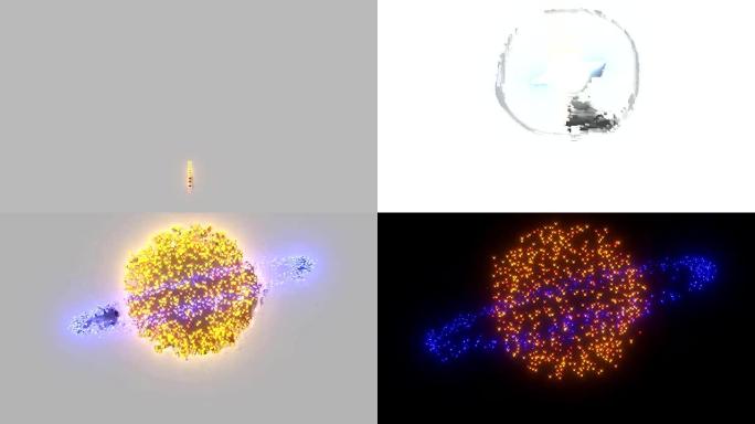 烟花土星火箭迫击炮庆祝活动显示4K 7月5日