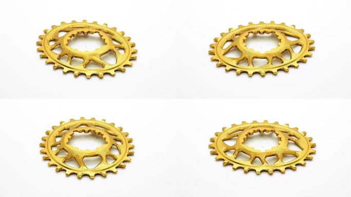 金色椭圆自行车链环齿轮