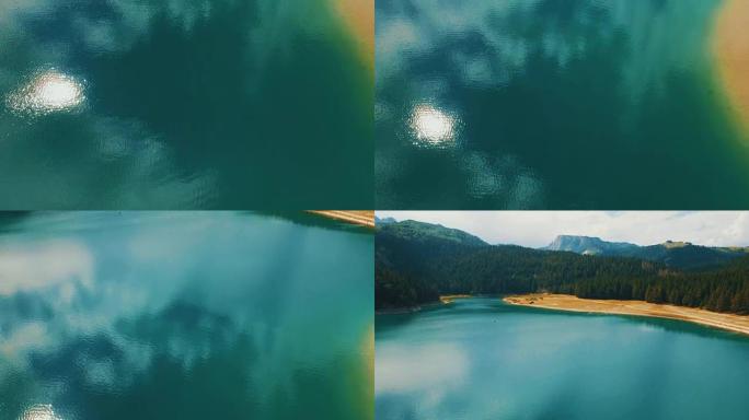 冰川黑湖黑山北部杜米托山空中无人机飞行4k