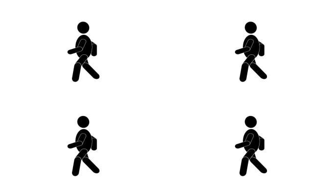 象形图男人走路。2D循环动画