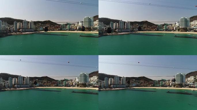 韩国松岛远洋缆车经过釜山松岛海滩