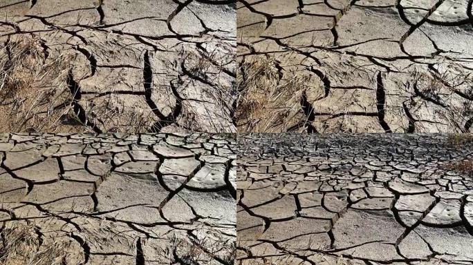 干旱的土地，由于干旱，气候变化和干旱而开裂的土壤，