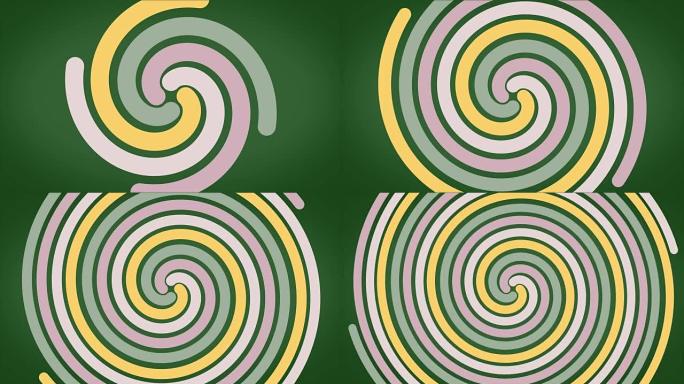 螺旋发光效果抽象圆形彩色轨迹，抽象。彩色螺旋，编织线呈圆形。彩色螺旋
