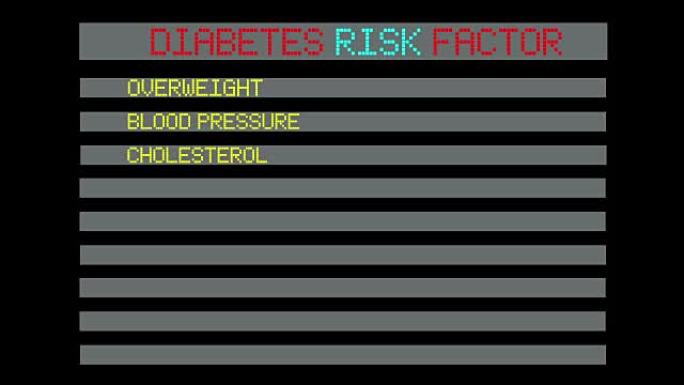 动画 -- 糖尿病的概念
风险因素
