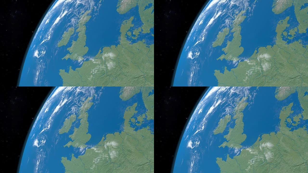 英国在地球上的岛屿，从外层空间鸟瞰图