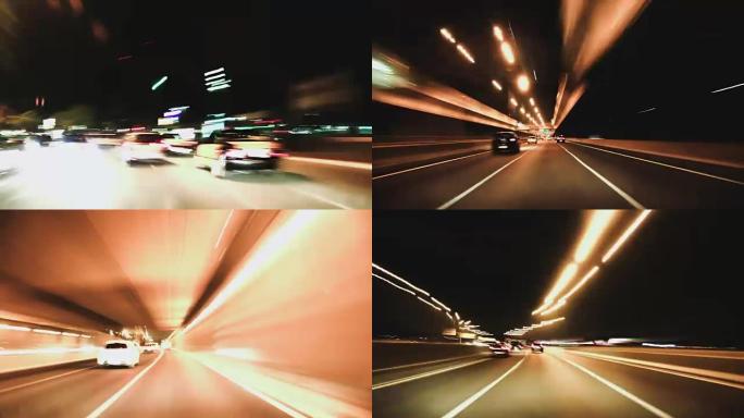 路怒摄影车在巴塞隆纳城街头夜景