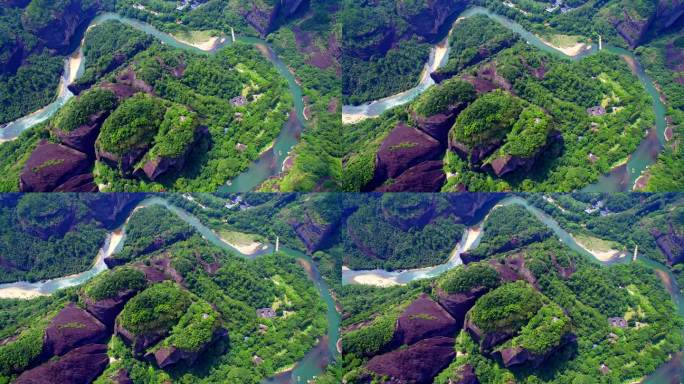 航拍武夷山天游峰、丹霞地貌及九曲溪