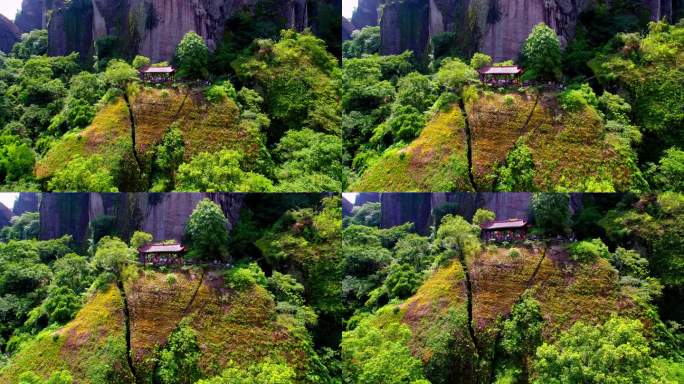 航拍武夷山天游峰晒布岩、水月亭