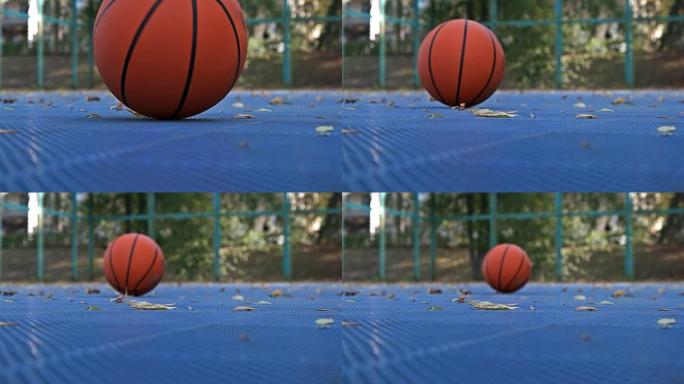 在地板上滚动的篮球blueм