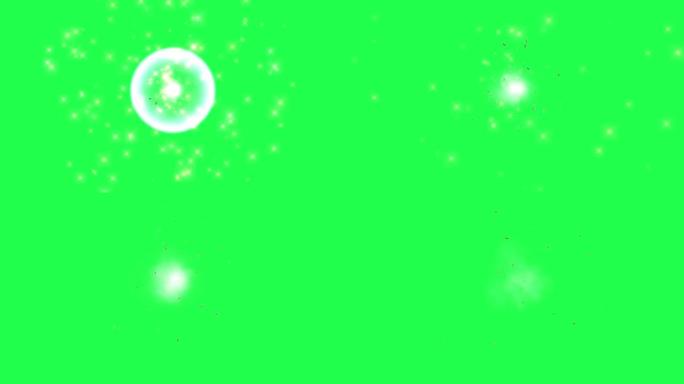 绿色屏幕上的太空爆炸