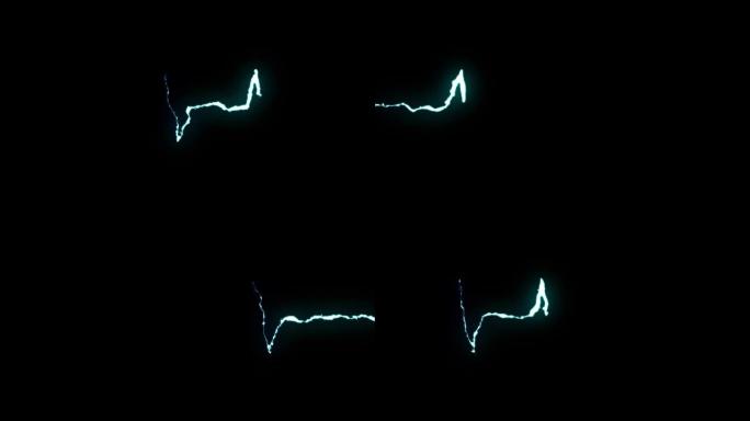 蓝色闪电心脉冲无缝循环动画背景新质量独特自然光效视频素材