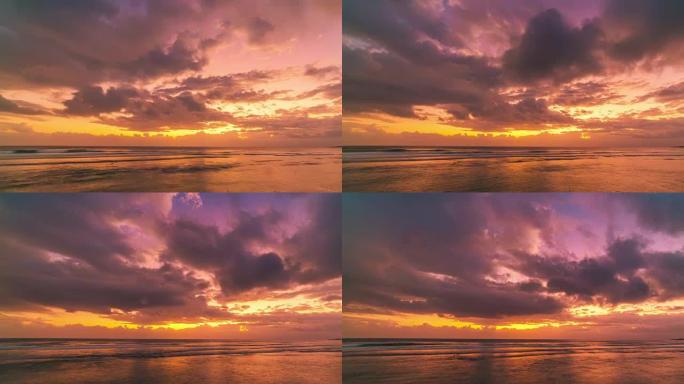 印度尼西亚努沙森宁安岛上的延时海日落日