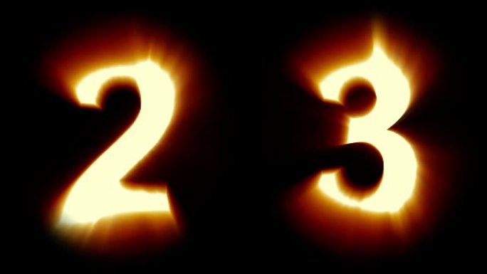 灯光数字2和3-温暖的橙色灯光-闪烁闪烁的动画循环-隔离