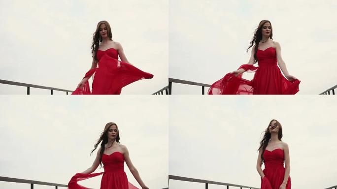 孤独的女人在外面漫步