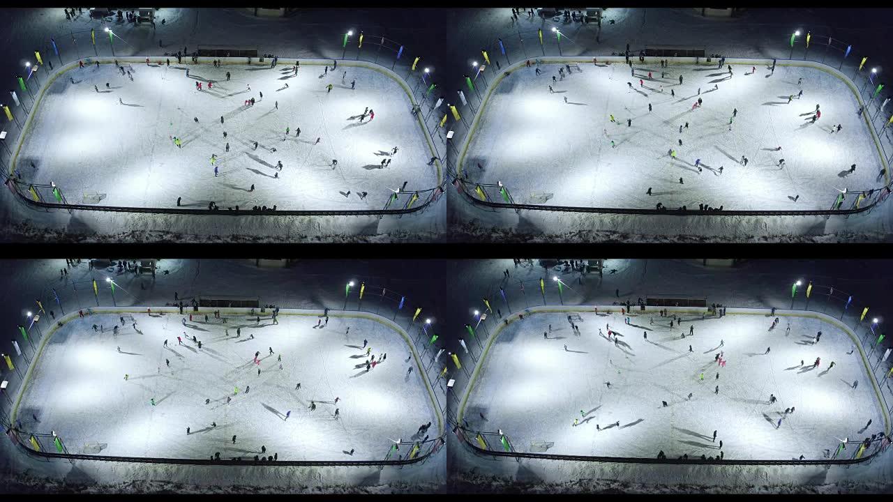 与滑冰人一起进行空中射击溜冰场
