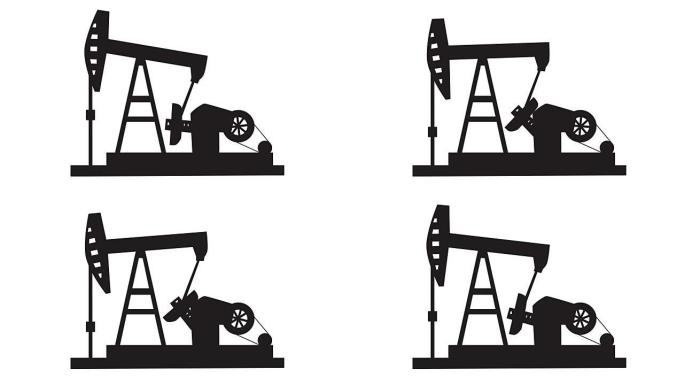 泵千斤顶石油起重机。简单的概念使用线描动画来描绘肮脏的能源。
