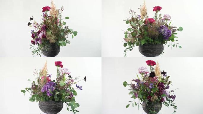 隔离花瓶中的花。