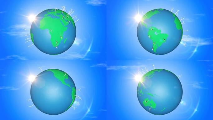 地球上的清洁能源生产无缝循环