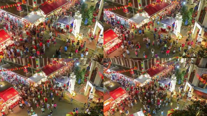 平移/缩放2018中国新年在新加坡中国城和旅行者享受旅行