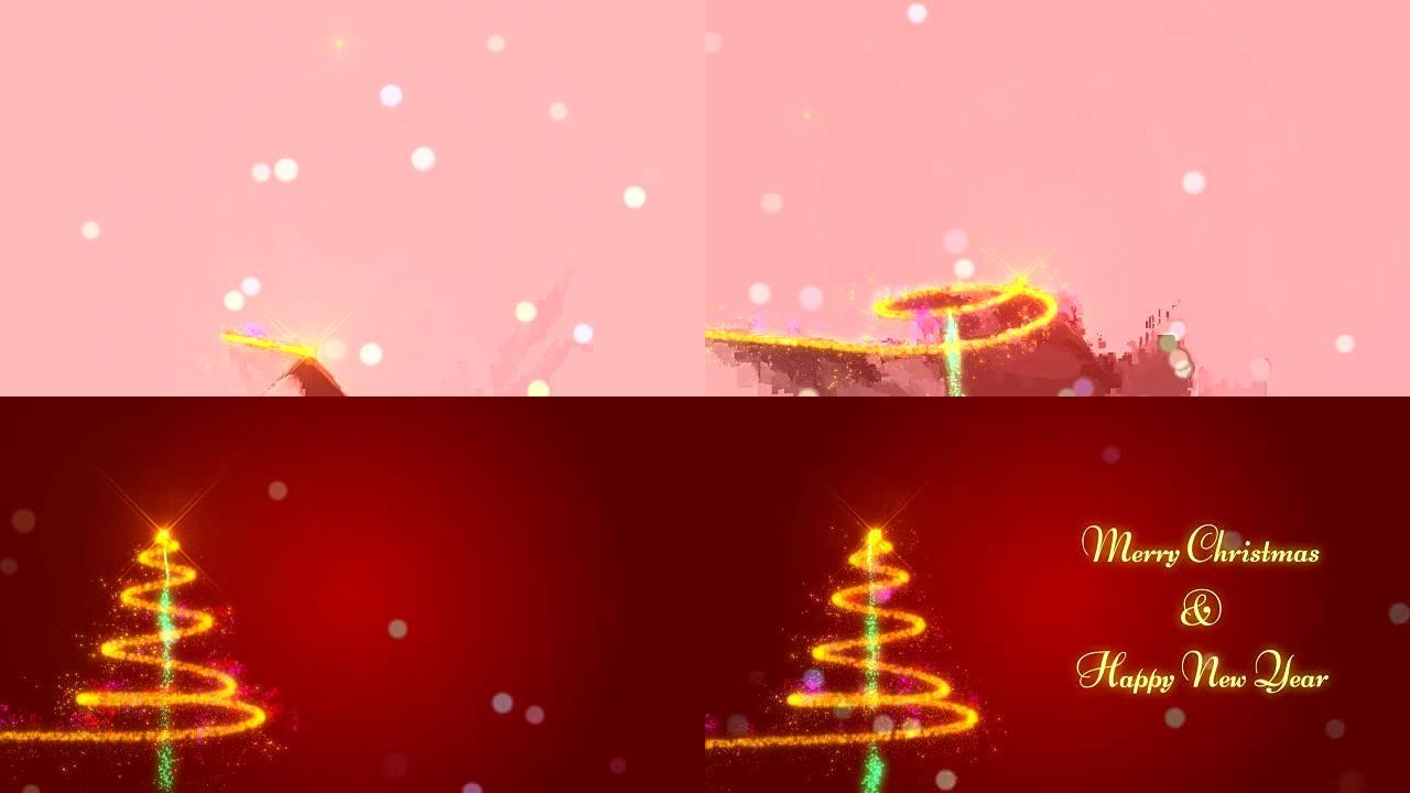 祝贺圣诞视频卡。创造一棵奇妙的圣诞树。冬天，圣诞节，新年。3D动画