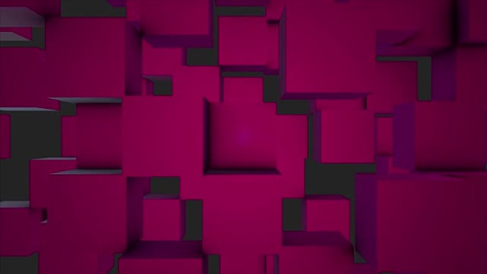 抽象立方体背景随机运动，3d可循环动画。抽象彩盒背景。无缝循环抽象立方体背景。粉色立方体