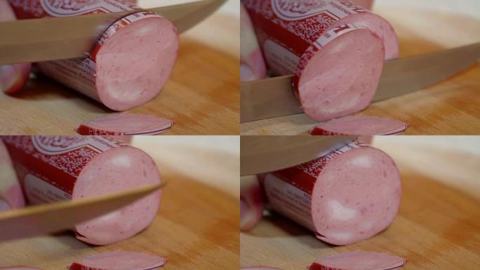 Using knife for smaller pieces cut of salami