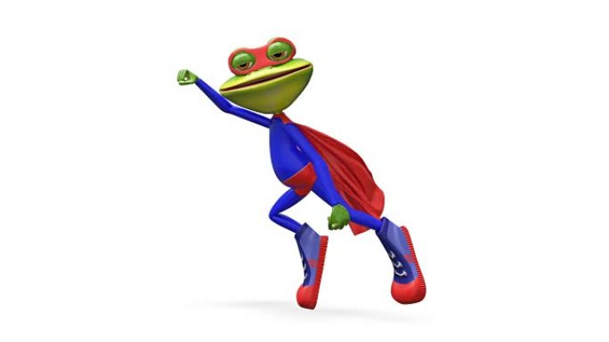 3D动画快乐超级青蛙与阿尔法通道