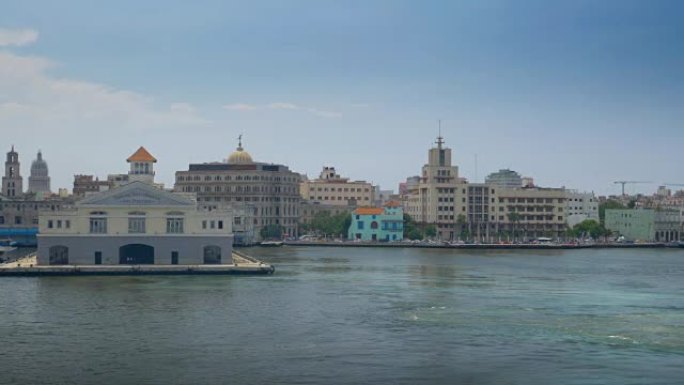 从港口广泛拍摄哈瓦那古巴天际线